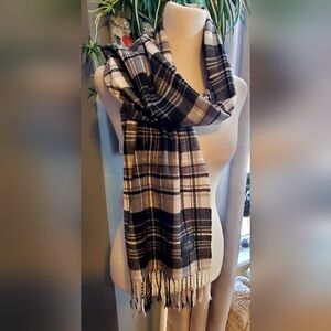 Coach Black and White Plaid Scarf